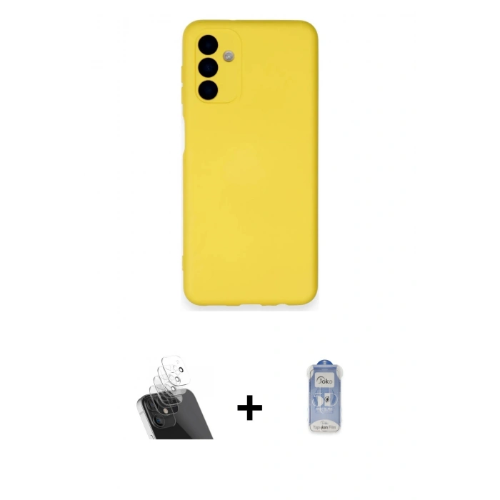 MARSİLYAN™- Galaxy A14 4G Kılıf Ahenk Serisi - Siyah Joko Magic 5D Cam + Kamera Lens Koruma Cam - SF