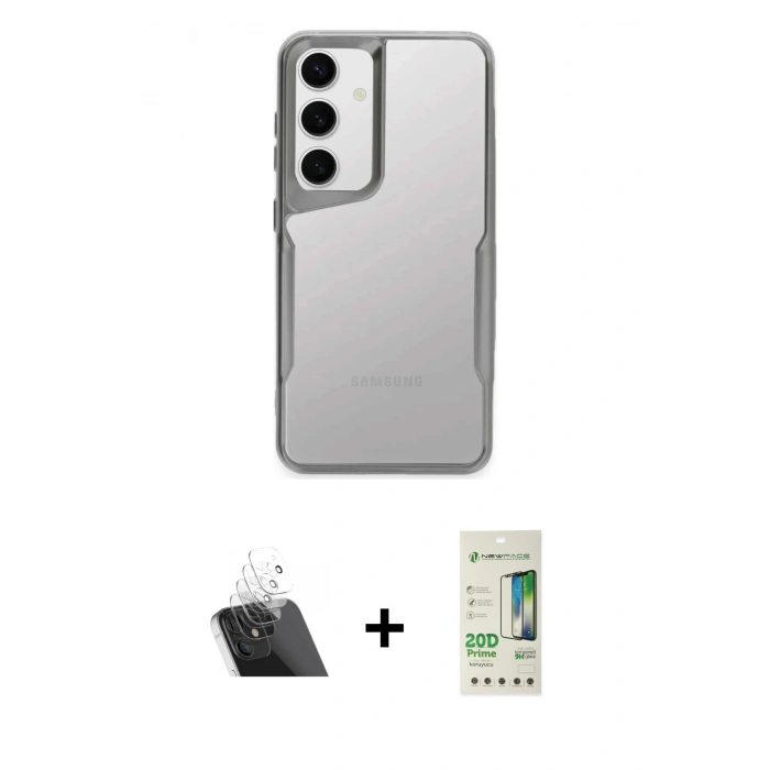 MARSİLYAN™- Galaxy A14 4G Kılıf Akış Çizgi Koleksiyonu - Siyah 20D Premium Cam Ekran Koruyucu + Kamera Lens Koruma Cam - SF