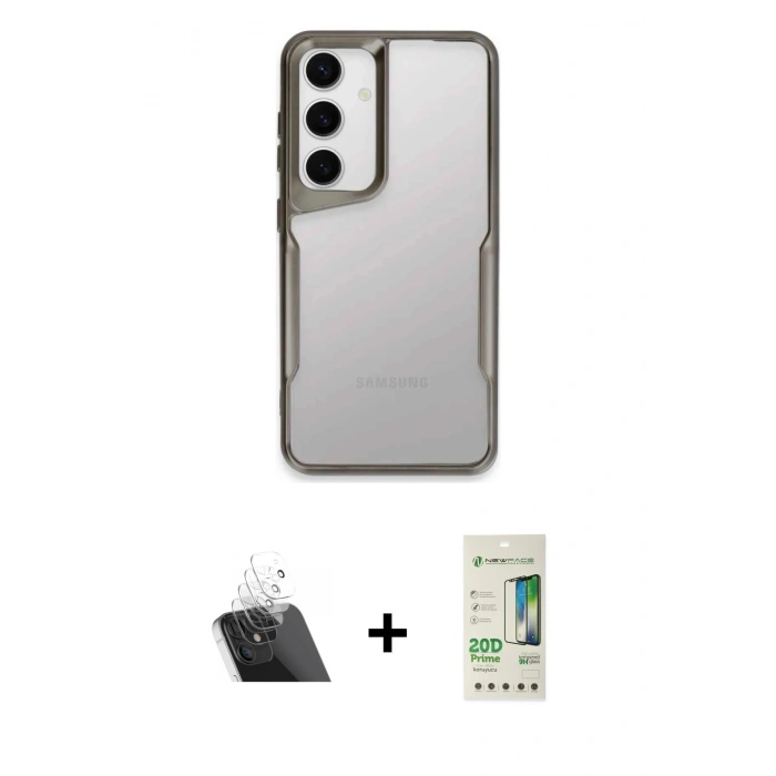 MARSİLYAN™- Galaxy A14 4G Kılıf Akış Çizgi Koleksiyonu - Siyah 20D Premium Cam Ekran Koruyucu + Kamera Lens Koruma Cam - SF