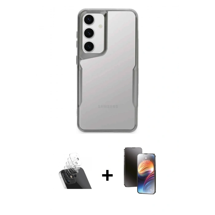 MARSİLYAN™- Galaxy A14 4G Kılıf Akış Çizgi Koleksiyonu - Siyah 3D Antistatik Mat Seramik Nano Ekran Koruyucu + Şeffaf Kamera Lens Koruma Cam