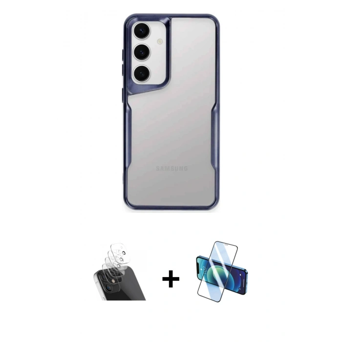 MARSİLYAN™- Galaxy A14 4G Kılıf Akış Çizgi Koleksiyonu - Siyah 3D Antistatik Seramik Nano Ekran Koruyucu + Kamera Lens Koruma Cam - SF