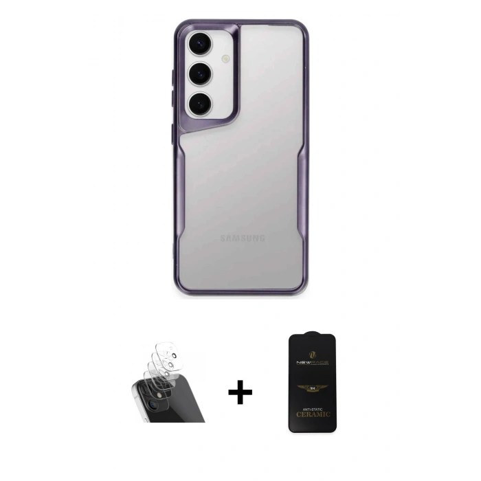 MARSİLYAN™- Galaxy A14 4G Kılıf Akış Çizgi Koleksiyonu - Siyah 6D Antistatik Mat Seramik Hayalet Nano Ekran Koruyucu + Kamera Lens Koruma Cam - SF