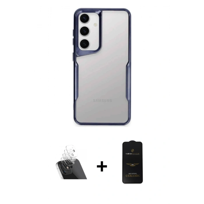 MARSİLYAN™- Galaxy A14 4G Kılıf Akış Çizgi Koleksiyonu - Siyah 6D Antistatik Mat Seramik Hayalet Nano Ekran Koruyucu + Kamera Lens Koruma Cam - SF