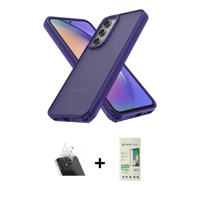 MARSİLYAN™- Galaxy A14 4G Kılıf Atlas Form - Siyah 20D Premium Cam Ekran Koruyucu + Kamera Lens Koruma Cam - SF