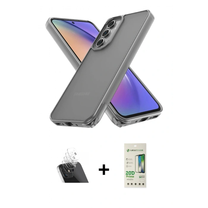 MARSİLYAN™- Galaxy A14 4G Kılıf Atlas Form - Siyah 20D Premium Cam Ekran Koruyucu + Kamera Lens Koruma Cam - SF