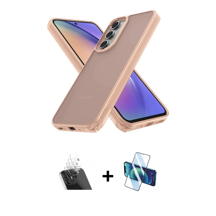 MARSİLYAN™- Galaxy A14 4G Kılıf Atlas Form - Siyah 3D Antistatik Seramik Nano Ekran Koruyucu + Kamera Lens Koruma Cam - SF