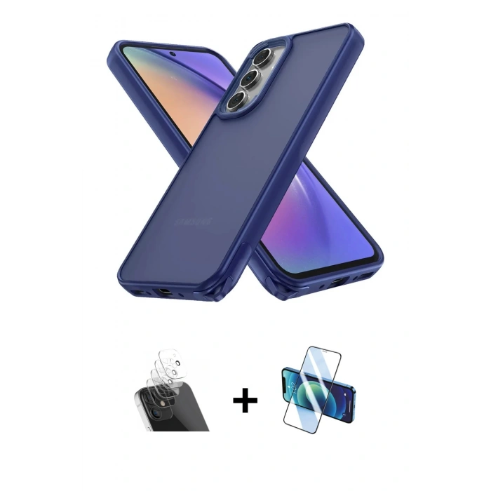 MARSİLYAN™- Galaxy A14 4G Kılıf Atlas Form - Siyah 3D Antistatik Seramik Nano Ekran Koruyucu + Kamera Lens Koruma Cam - SF