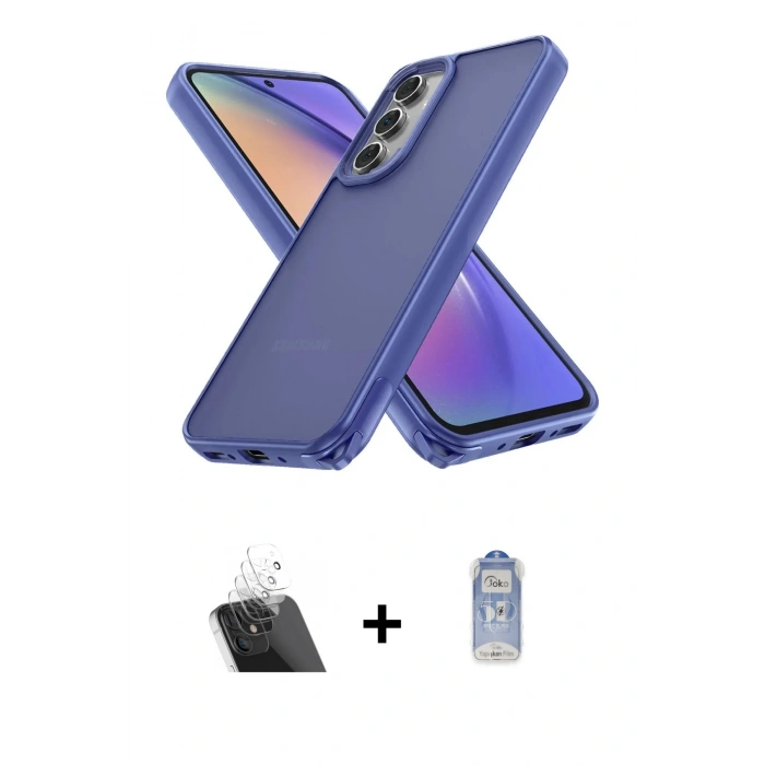 MARSİLYAN™- Galaxy A14 4G Kılıf Atlas Form - Siyah Joko Magic 5D Cam + Şeffaf Kamera Lens Koruma Cam