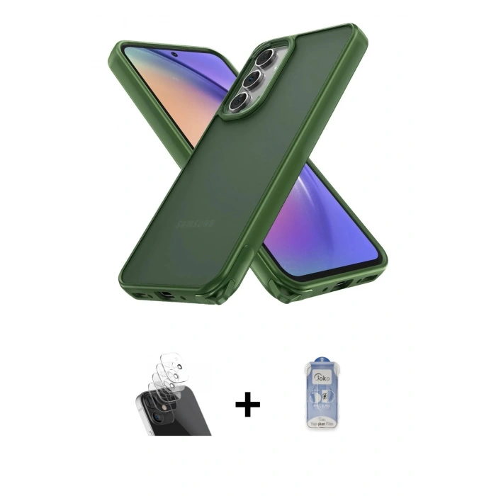 MARSİLYAN™- Galaxy A14 4G Kılıf Atlas Form - Siyah Joko Magic 5D Cam + Şeffaf Kamera Lens Koruma Cam