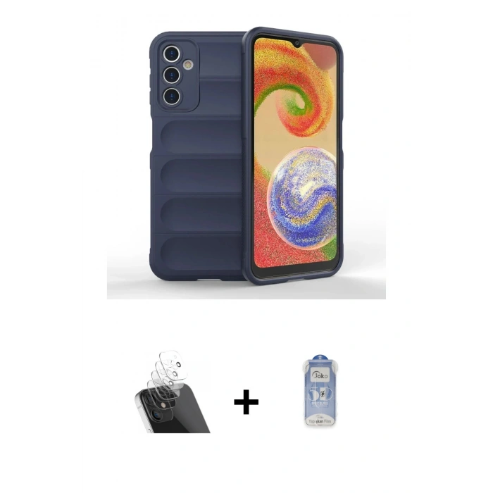 MARSİLYAN™- Galaxy A14 4G Kılıf Atlas Koleksiyonu - Siyah Joko Magic 5D Cam + Kamera Lens Koruma Cam - SF