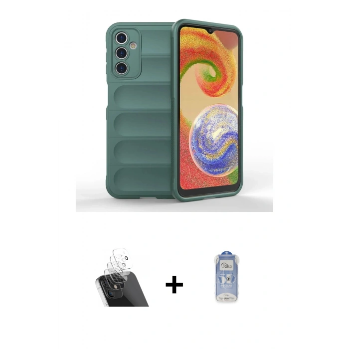 MARSİLYAN™- Galaxy A14 4G Kılıf Atlas Koleksiyonu - Siyah Joko Magic 5D Cam + Kamera Lens Koruma Cam - SF