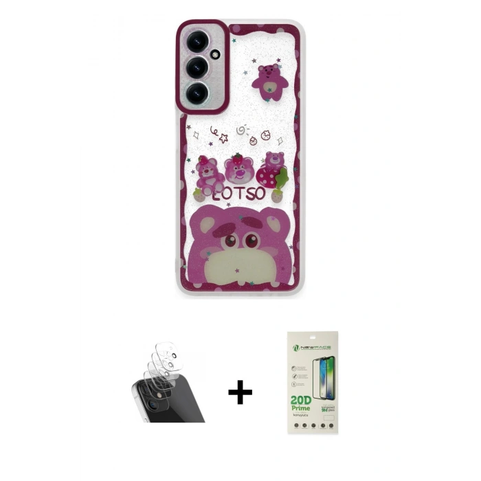 MARSİLYAN™- Galaxy A14 4G Kılıf Çekirdek Asil - Siyah 20D Premium Cam Ekran Koruyucu + Kamera Lens Koruma Cam - SF