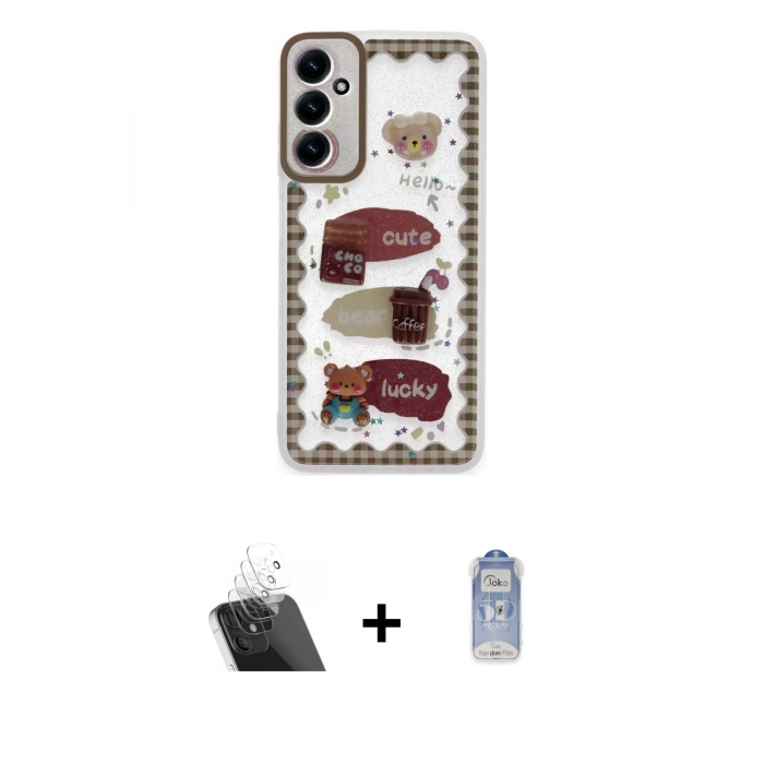 MARSİLYAN™- Galaxy A14 4G Kılıf Çekirdek Asil - Siyah Joko Magic 5D Cam + Kamera Lens Koruma Cam - SF