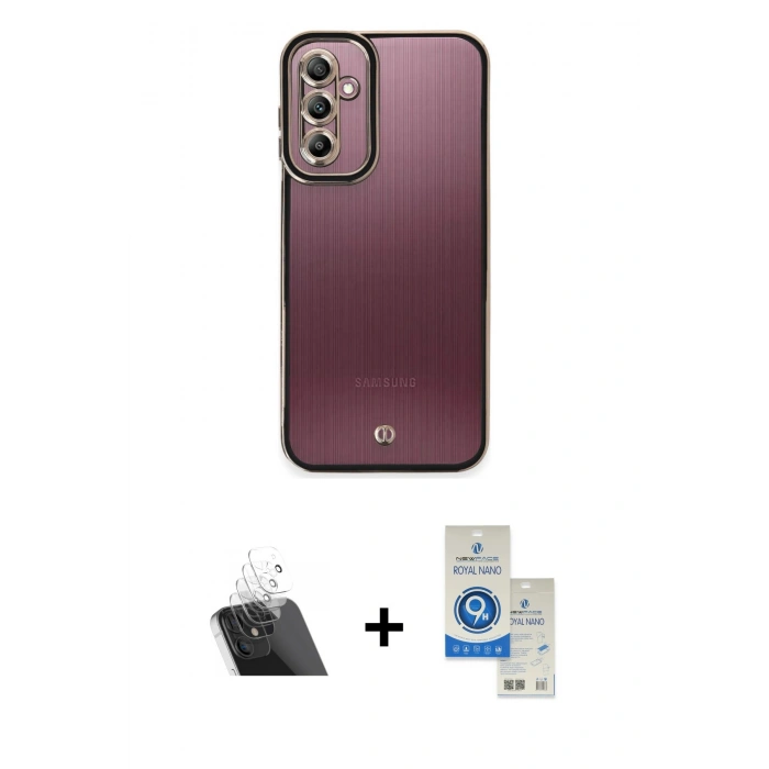MARSİLYAN™- Galaxy A14 4G Kılıf Çekirdek Klasik Serisi - Şeffaf Royal Nano Ekran Koruyucu + Kamera Lens Koruma Cam - SF