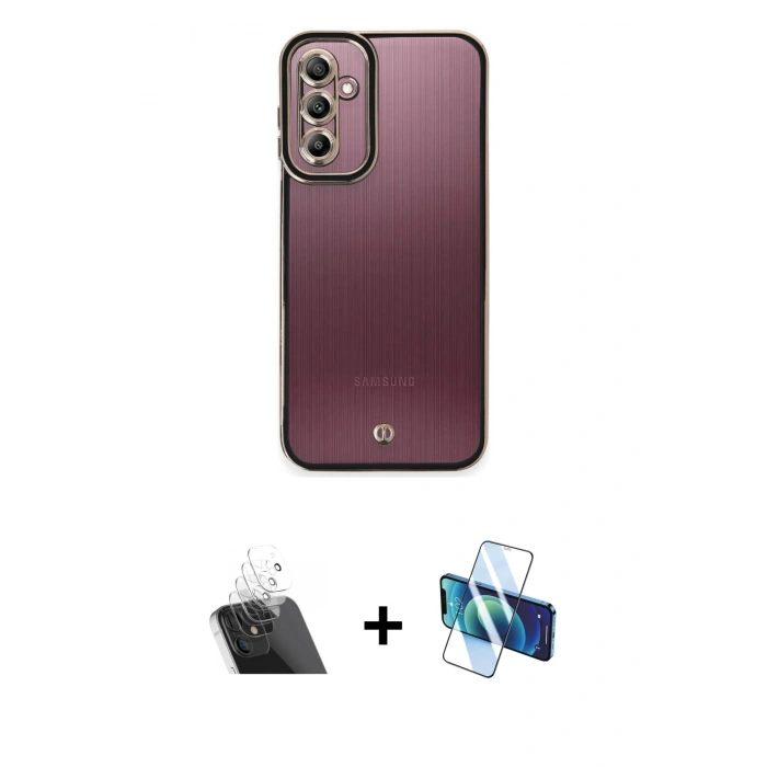 MARSİLYAN™- Galaxy A14 4G Kılıf Çekirdek Klasik Serisi - Siyah 3D Antistatik Seramik Nano Ekran Koruyucu + Kamera Lens Koruma Cam - SF