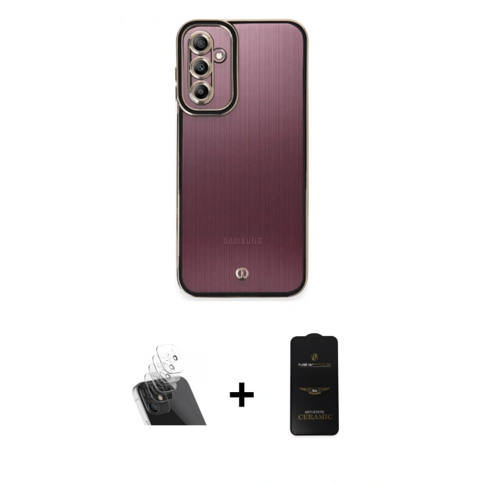 MARSİLYAN™- Galaxy A14 4G Kılıf Çekirdek Klasik Serisi - Siyah 6D Antistatik Mat Seramik Hayalet Nano Ekran Koruyucu + Kamera Lens Koruma Cam - SF