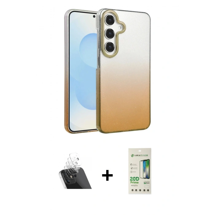 MARSİLYAN™- Galaxy A14 4G Kılıf Kıvılcım Minimal Özel Seri - Siyah 20D Premium Cam Ekran Koruyucu + Kamera Lens Koruma Cam - SF