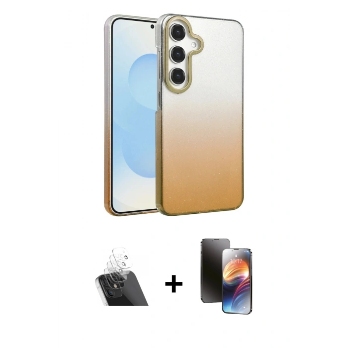 MARSİLYAN™- Galaxy A14 4G Kılıf Kıvılcım Minimal Özel Seri - Siyah 3D Antistatik Mat Seramik Nano Ekran Koruyucu + Kamera Lens Koruma Cam - SF