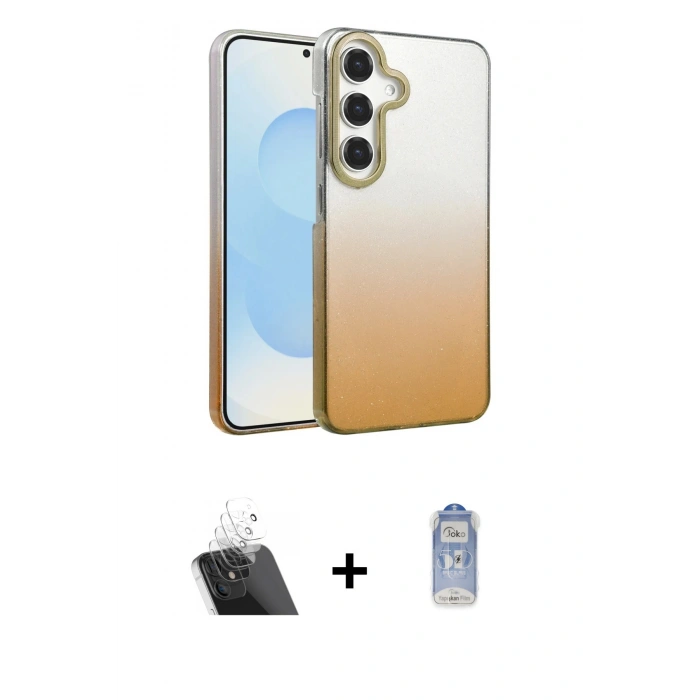 MARSİLYAN™- Galaxy A14 4G Kılıf Kıvılcım Minimal Özel Seri - Siyah Joko Magic 5D Cam + Kamera Lens Koruma Cam - SF