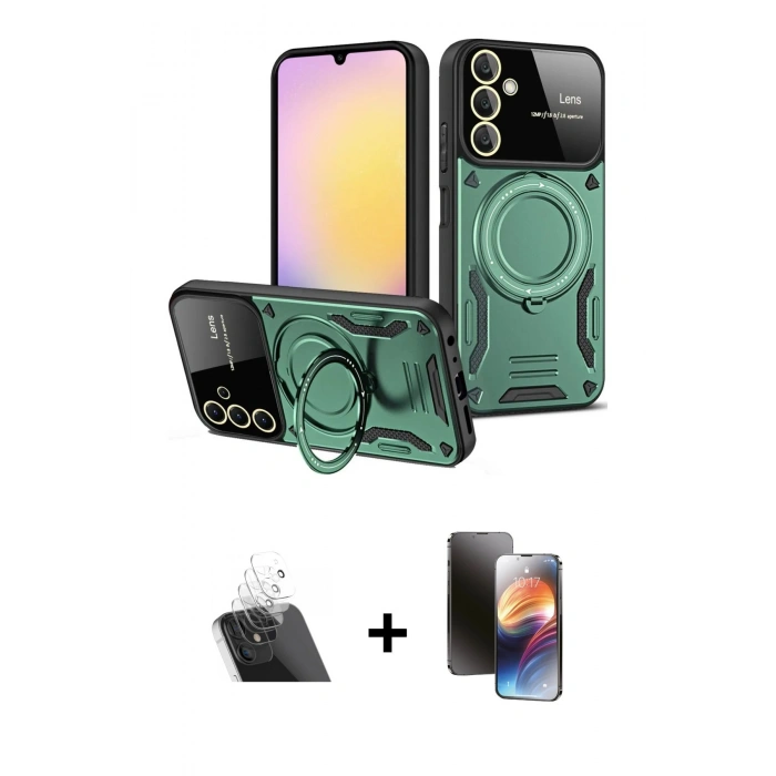 MARSİLYAN™- Galaxy A14 4G Kılıf Kıvılcım Modern Serisi - Siyah 3D Antistatik Mat Seramik Nano Ekran Koruyucu + Kamera Lens Koruma Cam - SF