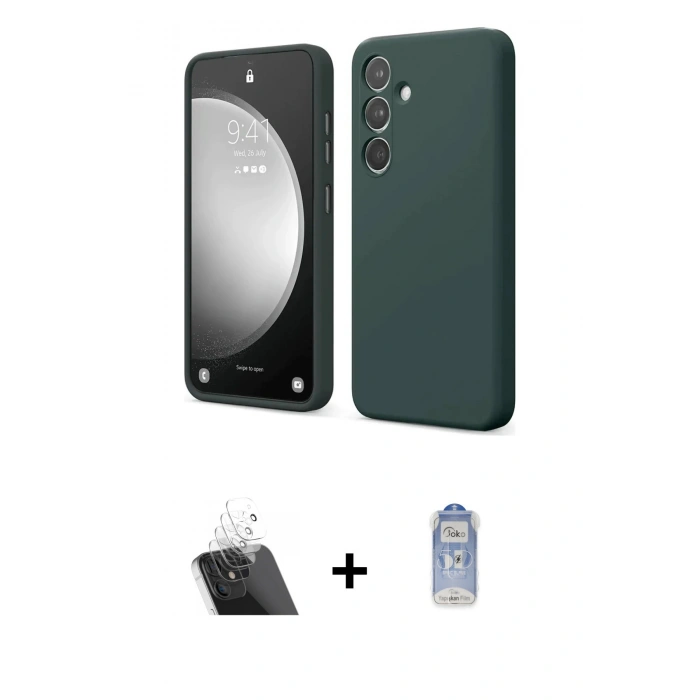 MARSİLYAN™- Galaxy A14 4G Kılıf Kozmos Yansıma Özel Seri - Siyah Joko Magic 5D Cam + Şeffaf Kamera Lens Koruma Cam