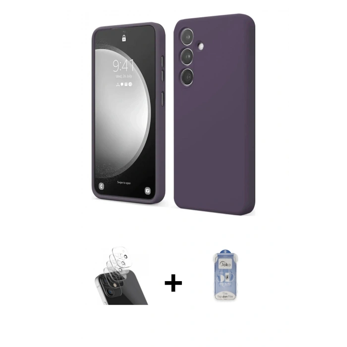 MARSİLYAN™- Galaxy A14 4G Kılıf Kozmos Yansıma Özel Seri - Siyah Joko Magic 5D Cam + Şeffaf Kamera Lens Koruma Cam