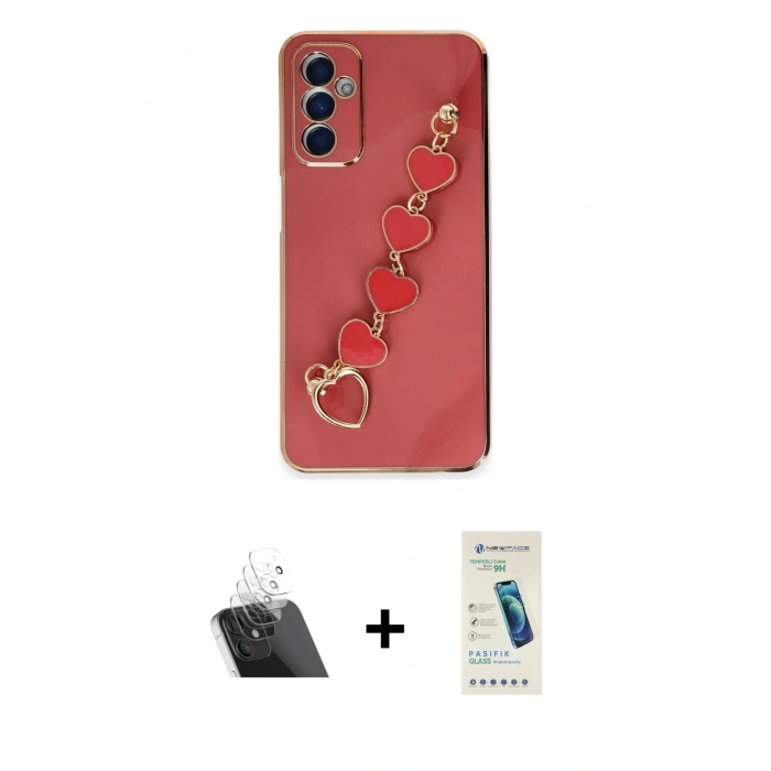 MARSİLYAN™- Galaxy A14 4G Kılıf Nova Işık Prime - Şeffaf Pasifik Cam Ekran Koruyucu + Şeffaf Kamera Lens Koruma Cam