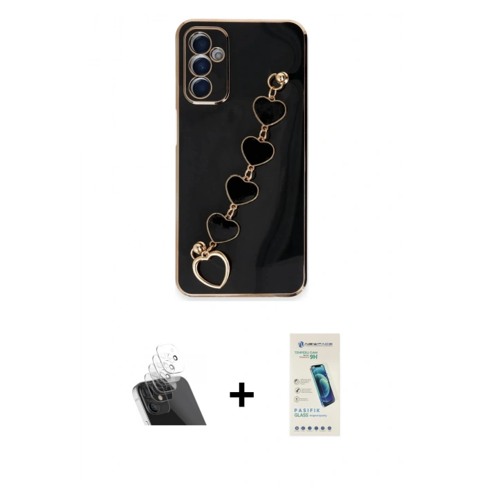 MARSİLYAN™- Galaxy A14 4G Kılıf Nova Işık Prime - Şeffaf Pasifik Cam Ekran Koruyucu + Şeffaf Kamera Lens Koruma Cam