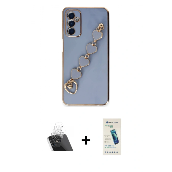 MARSİLYAN™- Galaxy A14 4G Kılıf Nova Işık Prime - Şeffaf Pasifik Cam Ekran Koruyucu + Şeffaf Kamera Lens Koruma Cam