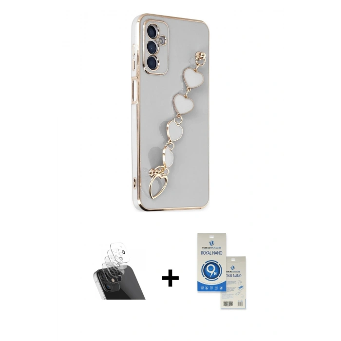 MARSİLYAN™- Galaxy A14 4G Kılıf Nova Işık Prime - Şeffaf Royal Nano Ekran Koruyucu + Kamera Lens Koruma Cam - SF