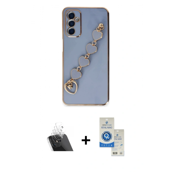 MARSİLYAN™- Galaxy A14 4G Kılıf Nova Işık Prime - Şeffaf Royal Nano Ekran Koruyucu + Kamera Lens Koruma Cam - SF