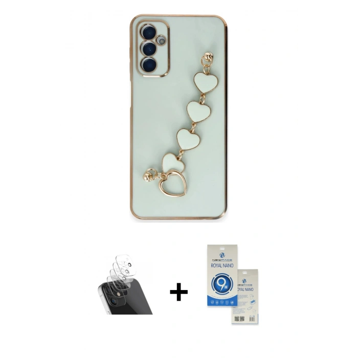 MARSİLYAN™- Galaxy A14 4G Kılıf Nova Işık Prime - Şeffaf Royal Nano Ekran Koruyucu + Kamera Lens Koruma Cam - SF