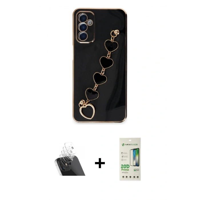MARSİLYAN™- Galaxy A14 4G Kılıf Nova Işık Prime - Siyah 20D Premium Cam Ekran Koruyucu + Kamera Lens Koruma Cam - SF