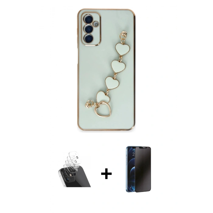 MARSİLYAN™- Galaxy A14 4G Kılıf Nova Işık Prime - Siyah 3D Antistatik Hayalet Cam Ekran Koruyucu + Kamera Lens Koruma Cam - SF