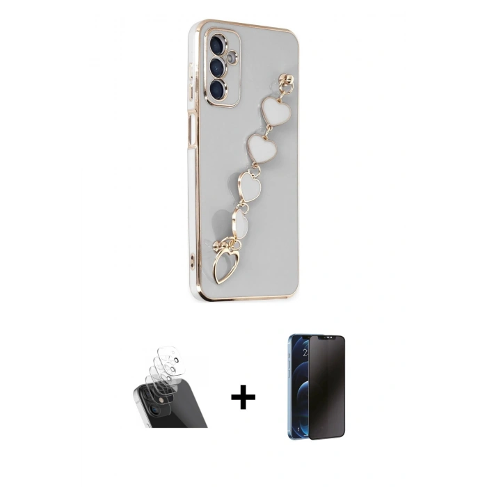 MARSİLYAN™- Galaxy A14 4G Kılıf Nova Işık Prime - Siyah 3D Antistatik Hayalet Cam Ekran Koruyucu + Kamera Lens Koruma Cam - SF
