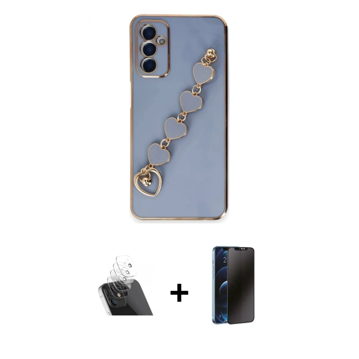 MARSİLYAN™- Galaxy A14 4G Kılıf Nova Işık Prime - Siyah 3D Antistatik Hayalet Cam Ekran Koruyucu + Kamera Lens Koruma Cam - SF