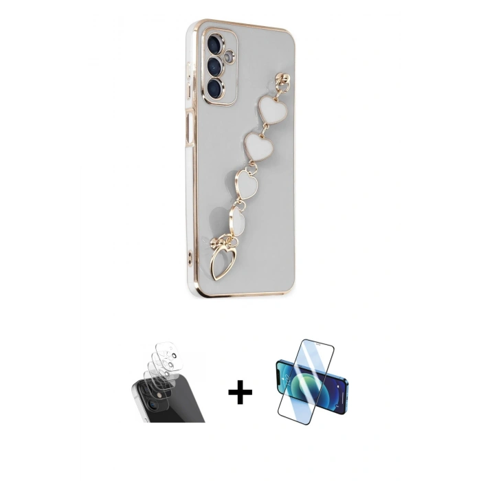 MARSİLYAN™- Galaxy A14 4G Kılıf Nova Işık Prime - Siyah 3D Antistatik Seramik Nano Ekran Koruyucu + Kamera Lens Koruma Cam - SF
