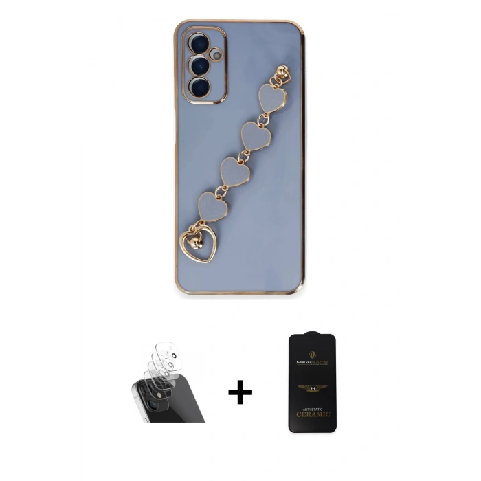 MARSİLYAN™- Galaxy A14 4G Kılıf Nova Işık Prime - Siyah 6D Antistatik Mat Seramik Hayalet Nano Ekran Koruyucu + Kamera Lens Koruma Cam - SF