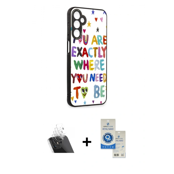 MARSİLYAN™- Galaxy A14 4G Kılıf Odak Klasik Serisi - Şeffaf Royal Nano Ekran Koruyucu + Kamera Lens Koruma Cam - SF