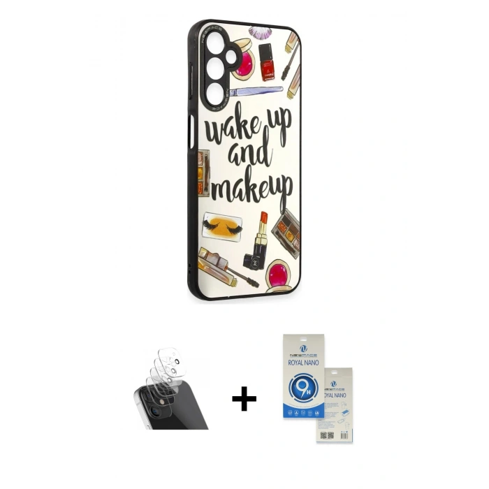 MARSİLYAN™- Galaxy A14 4G Kılıf Odak Klasik Serisi - Şeffaf Royal Nano Ekran Koruyucu + Kamera Lens Koruma Cam - SF