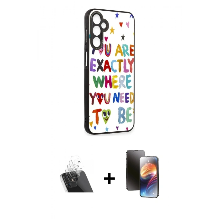 MARSİLYAN™- Galaxy A14 4G Kılıf Odak Klasik Serisi - Siyah 3D Antistatik Mat Seramik Nano Ekran Koruyucu + Kamera Lens Koruma Cam - SF