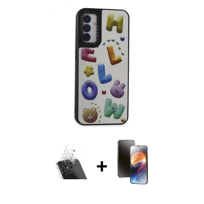 MARSİLYAN™- Galaxy A14 4G Kılıf Odak Klasik Serisi - Siyah 3D Antistatik Mat Seramik Nano Ekran Koruyucu + Kamera Lens Koruma Cam - SF