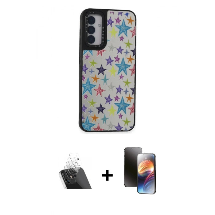 MARSİLYAN™- Galaxy A14 4G Kılıf Odak Klasik Serisi - Siyah 3D Antistatik Mat Seramik Nano Ekran Koruyucu + Kamera Lens Koruma Cam - SF