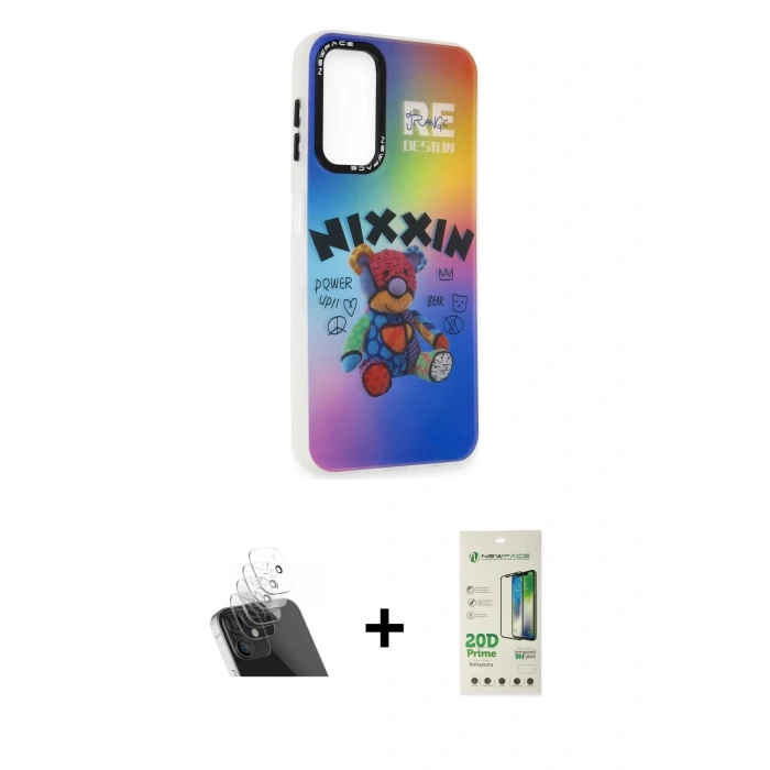 MARSİLYAN™- Galaxy A14 4G Kılıf Siluet Çizgi Koleksiyonu - Siyah 20D Premium Cam Ekran Koruyucu + Şeffaf Kamera Lens Koruma Cam