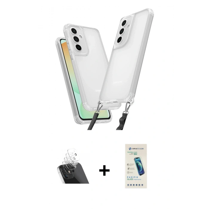 MARSİLYAN™- Galaxy A14 4G Kılıf Ufuk Klasik - Şeffaf Pasifik Cam Ekran Koruyucu + Kamera Lens Koruma Cam - SF