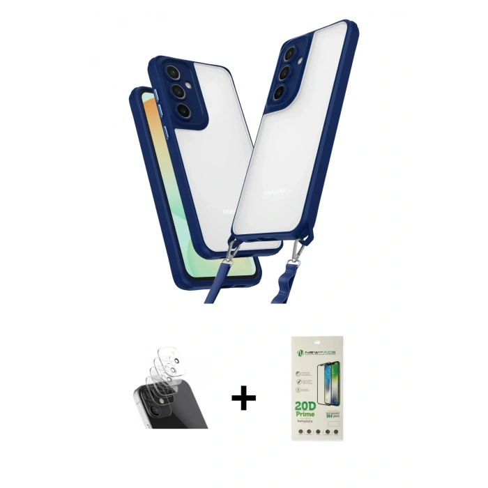 MARSİLYAN™- Galaxy A14 4G Kılıf Ufuk Klasik - Siyah 20D Premium Cam Ekran Koruyucu + Kamera Lens Koruma Cam - SF