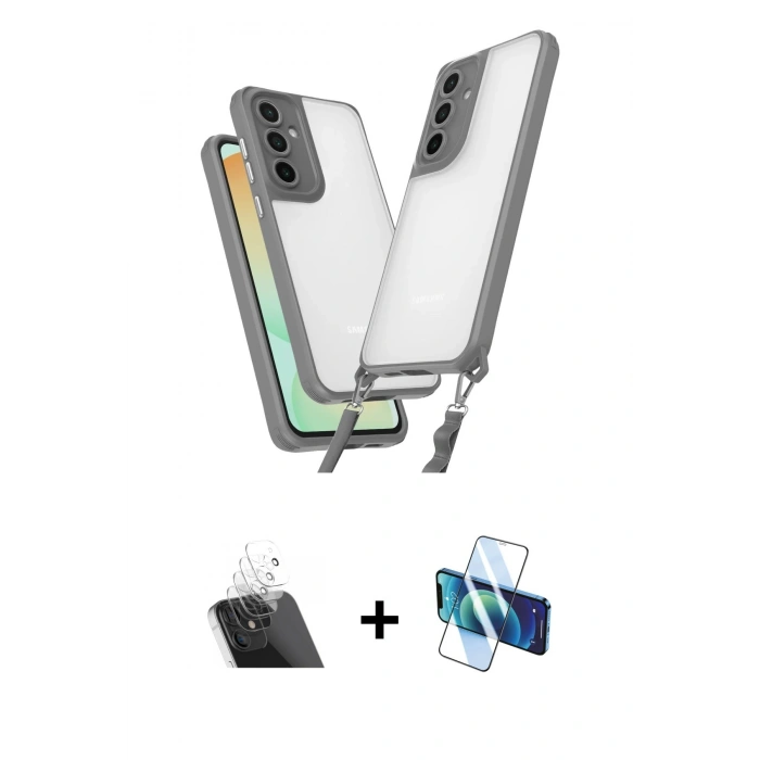 MARSİLYAN™- Galaxy A14 4G Kılıf Ufuk Klasik - Siyah 3D Antistatik Seramik Nano Ekran Koruyucu + Kamera Lens Koruma Cam - SF