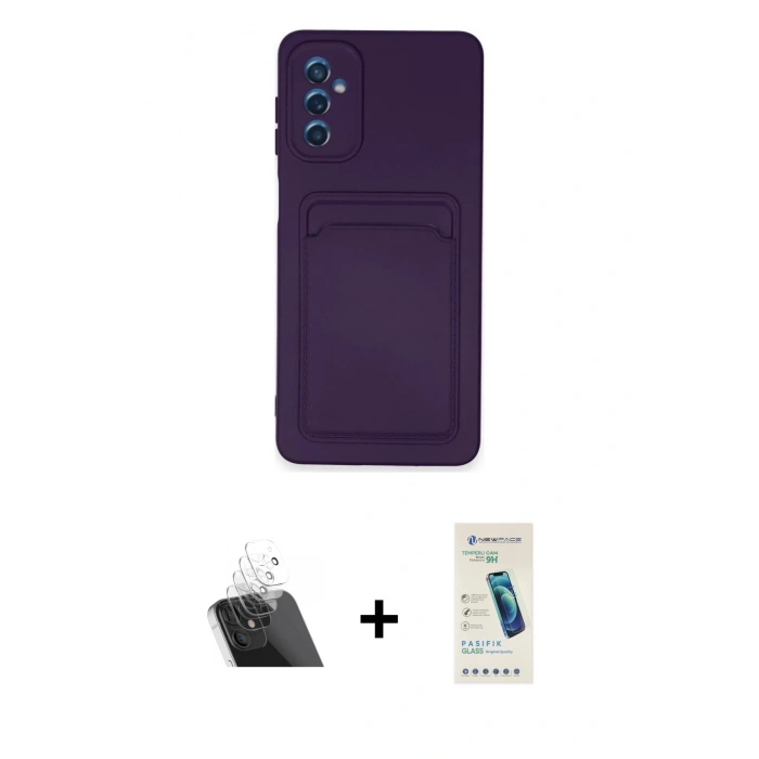 MARSİLYAN™- Galaxy A14 4G Kılıf Vadi Çizgi Prime - Şeffaf Pasifik Cam Ekran Koruyucu + Şeffaf Kamera Lens Koruma Cam