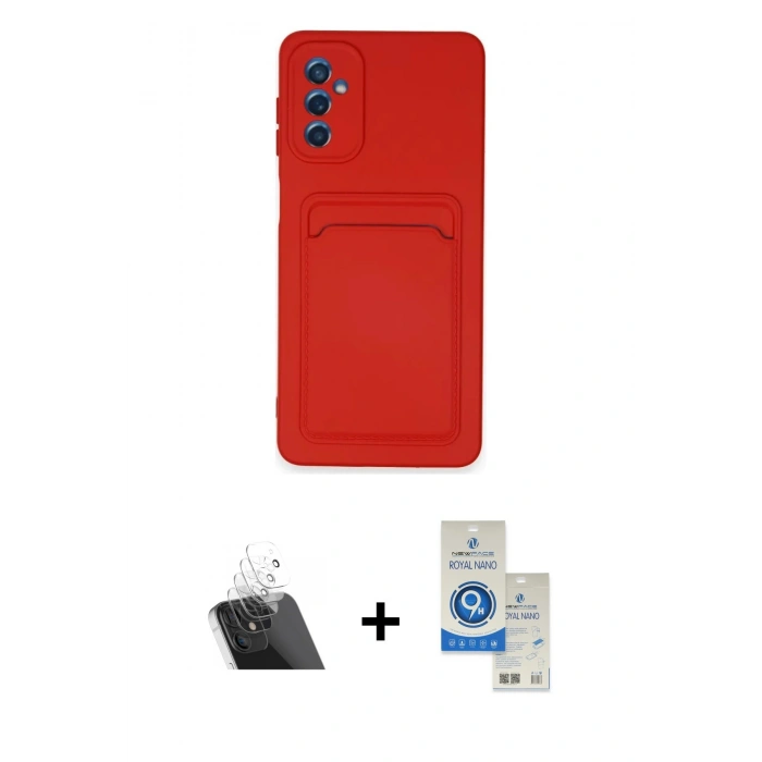 MARSİLYAN™- Galaxy A14 4G Kılıf Vadi Çizgi Prime - Şeffaf Royal Nano Ekran Koruyucu + Kamera Lens Koruma Cam - SF
