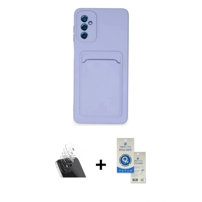 MARSİLYAN™- Galaxy A14 4G Kılıf Vadi Çizgi Prime - Şeffaf Royal Nano Ekran Koruyucu + Kamera Lens Koruma Cam - SF